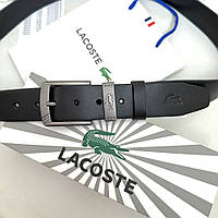 Мужской кожаный брендовый ремень Lacoste (996) черный