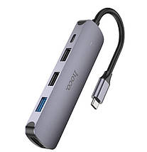 HUB перехідник Hoco HB27 5in1 Type-C штекер на HDTV/USB3.0/USB2.0*2/Type-C PD (підтримка 4K 30Hz, заряд, фото 5