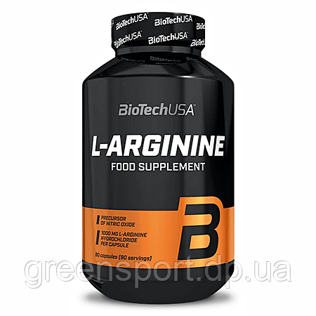 BioTech USA L-Arginine 90 капсул, амінокислоти для спортсменів, L-Аргінін