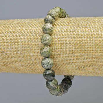 Браслет Змійовик натуральний камінь гладка кулька d-10мм+- (стрейч) L-18см+-