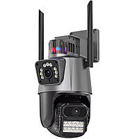 Камера видеонаблюдения уличная 8MP, WIFI, Dual Lens Zoom / Уличная вайфай камера / Охранная IP камера