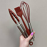 Набір кухонного приладдя силіконовий 5 предметів A-PLUS 1962 бордовий, фото 2