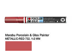 Маркер для кераміки Marabu Porcelain & Glas Painter Червоний металік 1-2 мм холодної фіксації