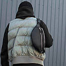 Стильна містка поясна сумка-бананка Damask із якісної чорної екошкіри flotar для молоді Унісекс, фото 5