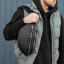 Стильна містка поясна сумка-бананка Damask із якісної чорної екошкіри flotar для молоді Унісекс, фото 8