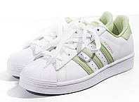 Женские кроссовки Adidas Superstar White Green