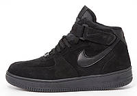 Зимові чоловічі кросівки Nike Air Force 1 High Black Fur з хутром