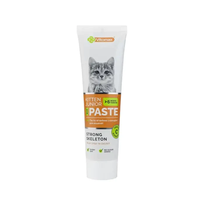 Еко паста VITOMAX KITTEN JUNIOR STRONG SKELETON витамінна с кальцієм для кошенят Вітомакс 100 г, фото 1