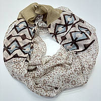 Натуральный женский весенний шарф снуд. Турецкий бафф из мягкой вискозы Бежево - Коричневый
