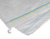 Мешок 105см*55см полипропиленовый белый (жёлто- голубой полосой)