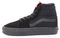 Зимові жіночі кеди Vans Old Skool High Black Winter з хутром