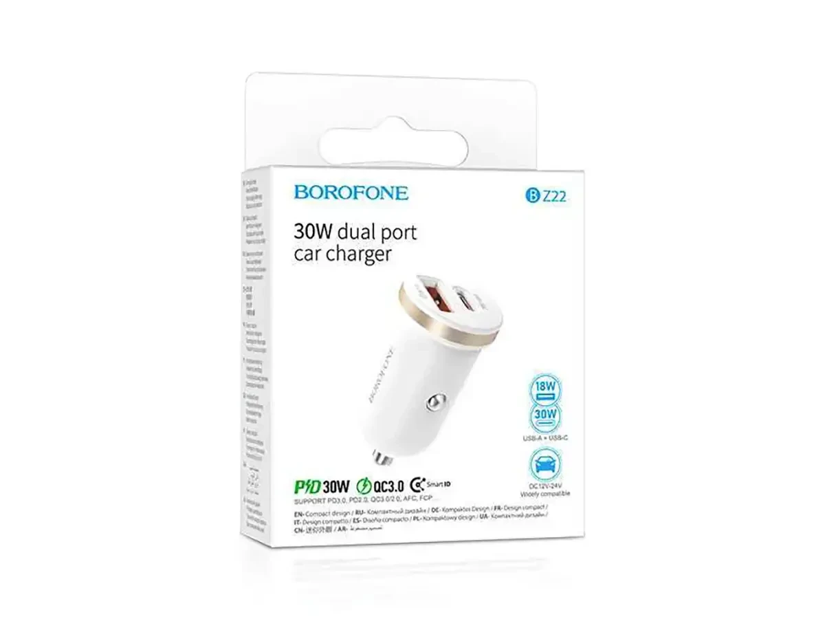 Зарядний пристрій 12В PD30W QC3.0 USBx1 Type-Cx1 BZ22 Scenery Borofone 392шт 6677