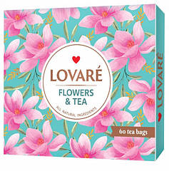 Подарунковий набір чаю Lovare Flowers &Tea 12 видів по 5 штук в подарунковій упаковці