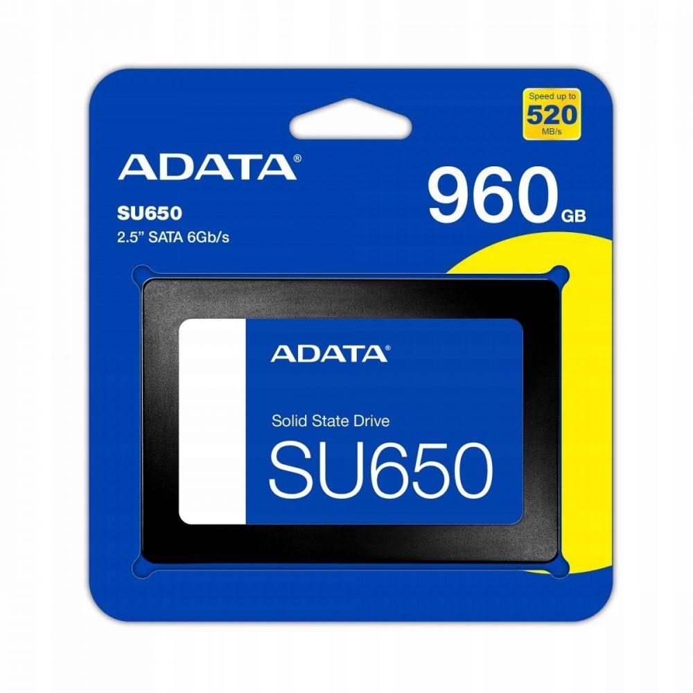 DR SSD Диск ADATA Ultimate SU650 960GB 2.5" SATA III 3D TLC (ASU650SS-960GT-R) Характеристика Черный