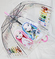 Зонт-трость детский для девочки куклы розовый