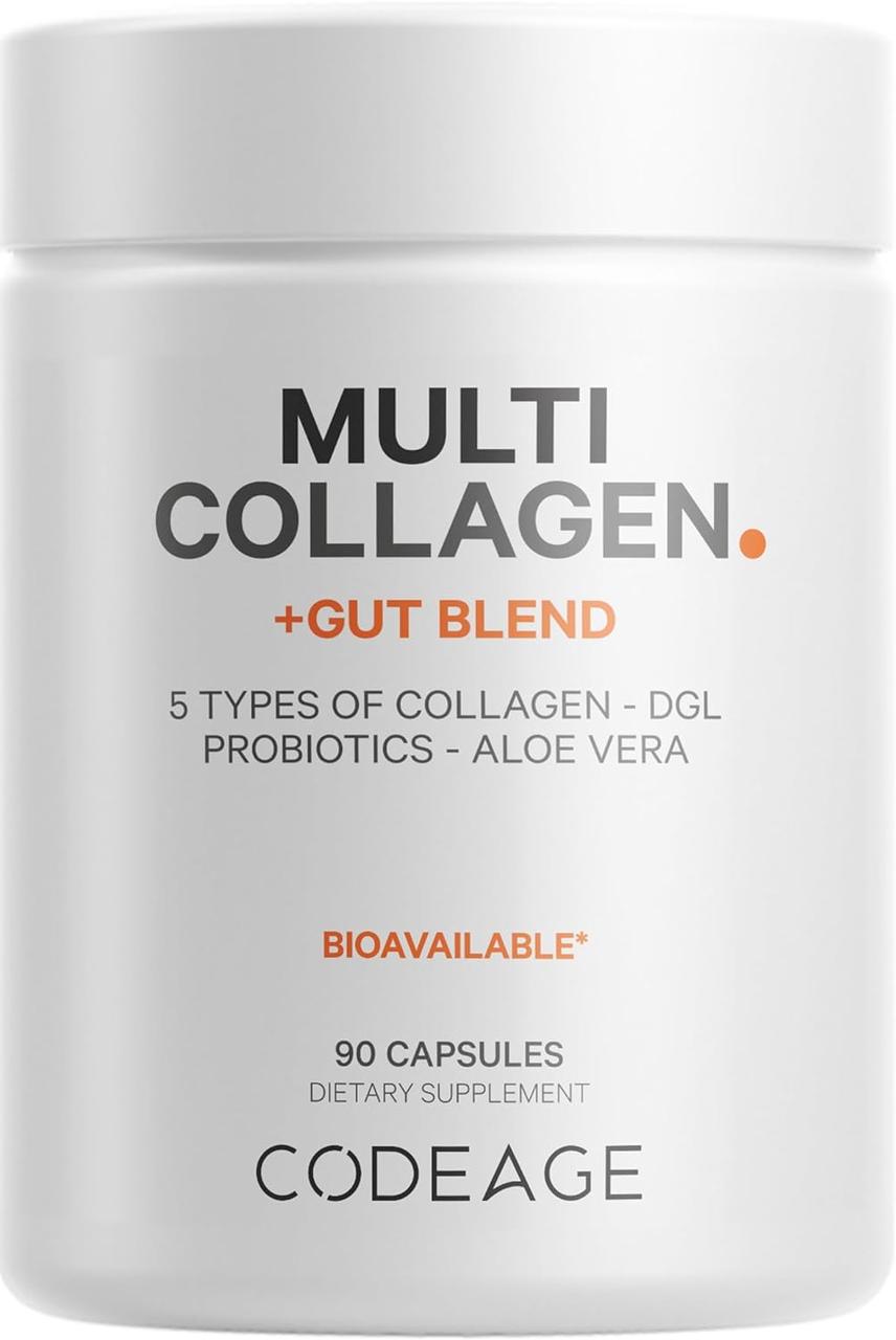 CodeAge Multi Collagen Gut Blend / Колаген 5 типів із пробіотиками 90 капсул