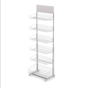 Стелаж «Єва-60» - 5 кошиків прямих і один кошик накопичувальний з топпером, білий