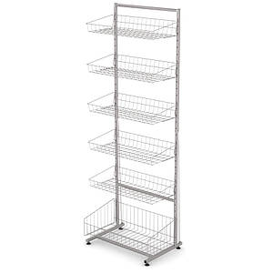Стелаж Єва-60 - 5 кошиків прямих і один кошик накопичувальний, білий