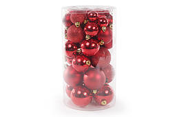 Набор ёлочных шаров, цвет красный 40 шт (6 см, 5 см, 4 см, 3 см)