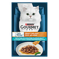 Влажный корм GOURMET Perle "Соус Де-Люкс" для взрослых кошек мини филе в соусе с тунцем 85 г