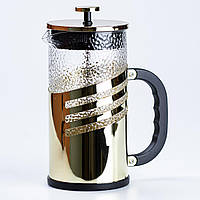Заварник для чая и кофе стеклянный френч-пресс 1 литр Золотой