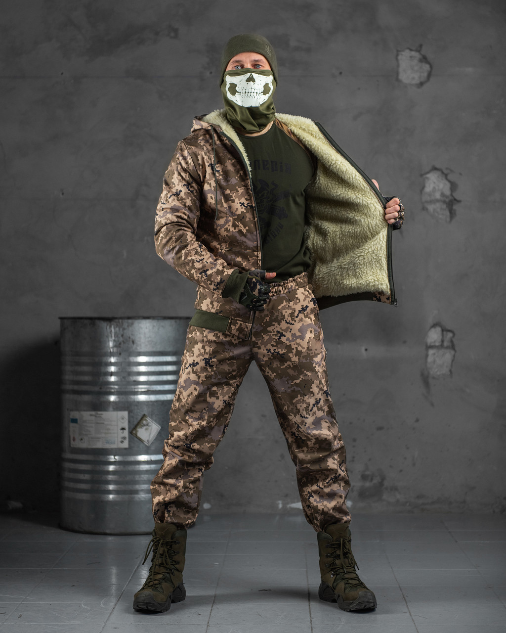 Водонепроницаемый мужской Тактический костюм пиксель на овчине, Военный костюм пиксель софтшел воєнторг ua - фото 1 - id-p2176971603