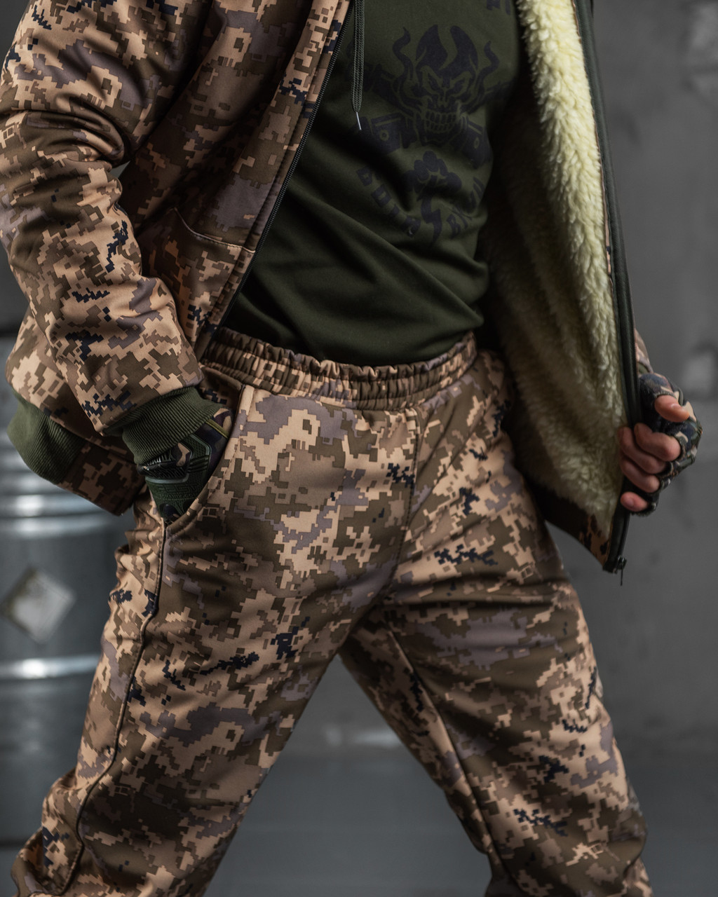 Водонепроницаемый мужской Тактический костюм пиксель на овчине, Военный костюм пиксель софтшел воєнторг ua - фото 3 - id-p2176971603