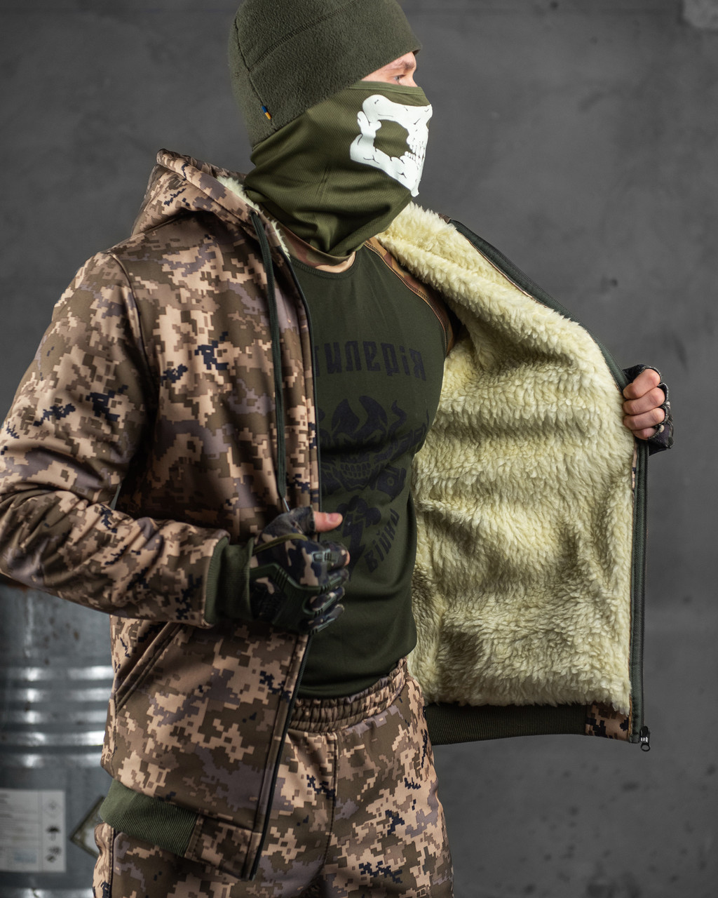 Водонепроницаемый мужской Тактический костюм пиксель на овчине, Военный костюм пиксель софтшел воєнторг ua - фото 8 - id-p2176971603