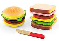 Іграшкові продукти Гамбургер і сендвіч Viga Toys 50810 для дівчаток і хлопчиків