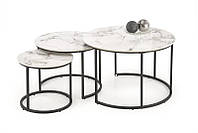 Журнальный стол GILDA (комплект) мрамор/серебро 80/50 cm. 60/45 cm.45/40 (Halmar)