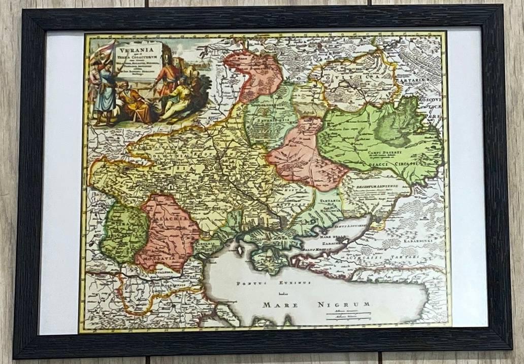 Мапа України,Terra Cosaccorum, Johann Baptiste Homann (Nuremberg, 1720) в рамці, фото 1