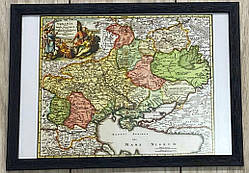 Мапа України,Terra Cosaccorum, Johann Baptiste Homann (Nuremberg, 1720) в рамці