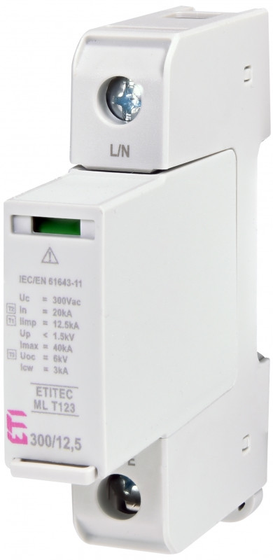 Обмежувач перенапруги ETITEC ML T123 300/12,5 1+0, ETI