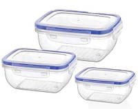 Набор контейнеров (судочков) для еды 3 шт. Bager Cook&Lock, пластиковые, прямоугольные