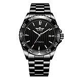 Елітний чорний наручний годинник winner з металевим ремінцем, фото 3