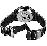 Елітний чорний наручний годинник winner з металевим ремінцем, фото 2
