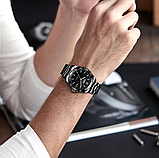 Елітний чорний наручний годинник winner з металевим ремінцем, фото 9