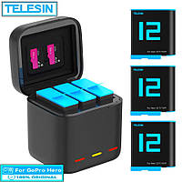 Комплект аккумуляторов + Зарядное TELESIN для GoPro Hero 12/11/10/9. (+ Кардридер)