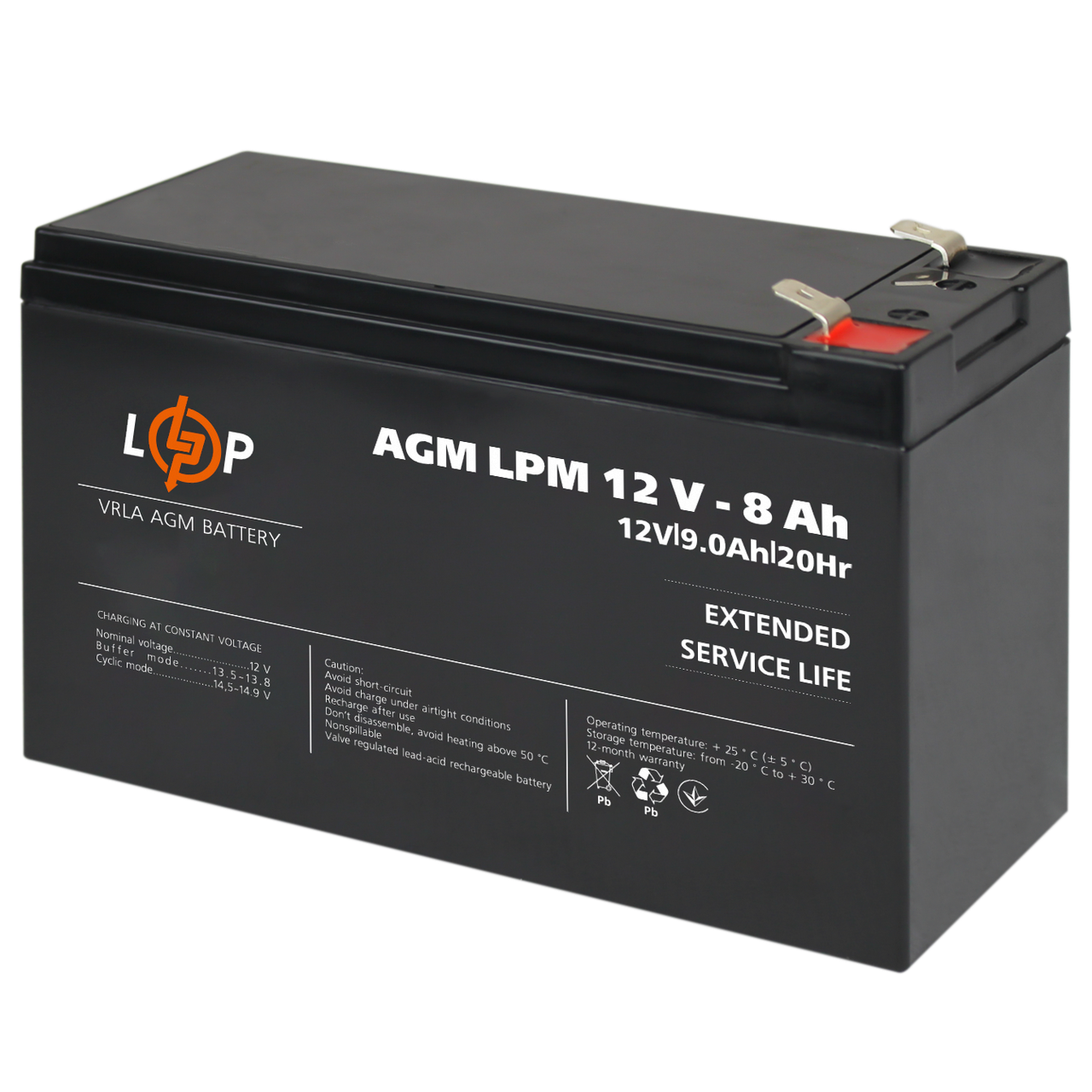 Акумулятор AGM LPM 12V - 8 Ah, фото 1