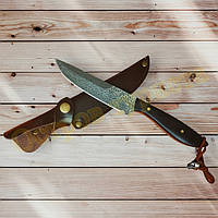 Нож кухон Дамаск Ястреб с чехлом 21.5 см