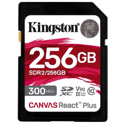 Карта памяти SDXC 256GB Kingston Canvas React Plus Class 10 UHS-II U3 V90 (SDR2/256GB) - фото 1 - id-p2177055087