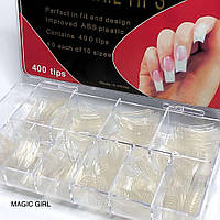 Типсы для наращивания ногтей квадратные прозрачные 400шт