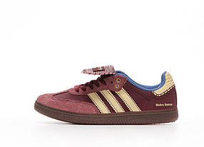 Жіночі Кросівки Adidas Samba x Wales Bonner Bordo Beige / Адідас Самба Уельс Боннер Бордові з Бежевим