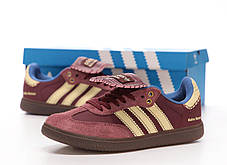 Жіночі Кросівки Adidas Samba x Wales Bonner Bordo Beige / Адідас Самба Уельс Боннер Бордові з Бежевим, фото 4