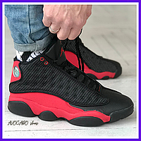 Кроссовки мужские Nike Air Jordan 13 black red / Найк аир Джордан 13 черно-красные