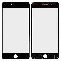 Стекло фронтальное c OCA-пленкой iPhone 6 Plus, черное с рамкой (Класс А)
