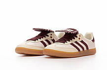 Жіночі Кросівки Adidas Samba x Wales Bonner Cream Bordo / Адідас Самба Уельс Боннер Кремові з Бордовим, фото 6