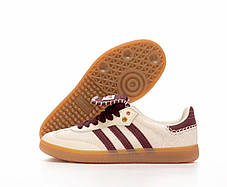 Жіночі Кросівки Adidas Samba x Wales Bonner Cream Bordo / Адідас Самба Уельс Боннер Кремові з Бордовим, фото 3