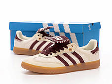 Жіночі Кросівки Adidas Samba x Wales Bonner Cream Bordo / Адідас Самба Уельс Боннер Кремові з Бордовим, фото 4