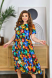 Яскрава літня сукня вільного силуету Тканина штапель (коттон) Розміри 52-54, фото 4